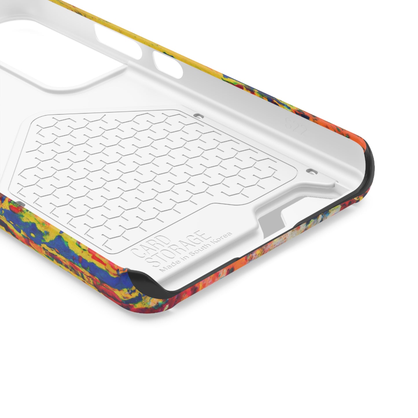 iPhone or Samsung Case with Card Holder Ft. Abstract Yellow Orange