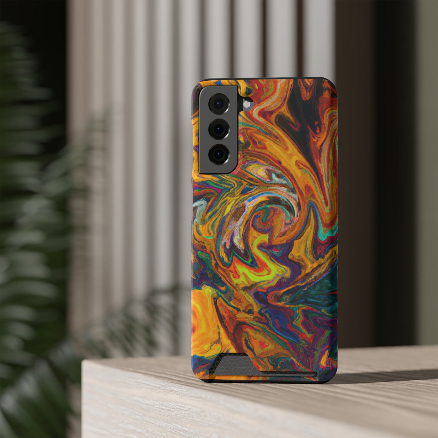 iPhone and Samsung Cases with Card Holder Ft. Abstract Spin