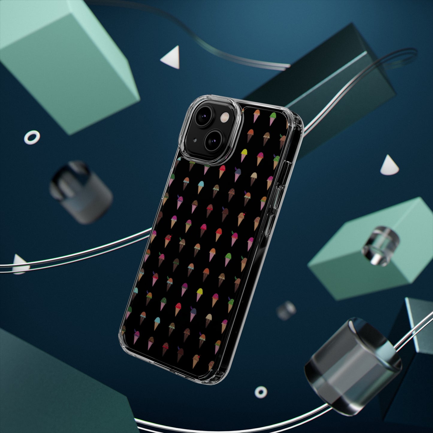 Clear Hard Case for iPhone 1-14 and Samsung S21-S22, Featuring Pixel Cones
