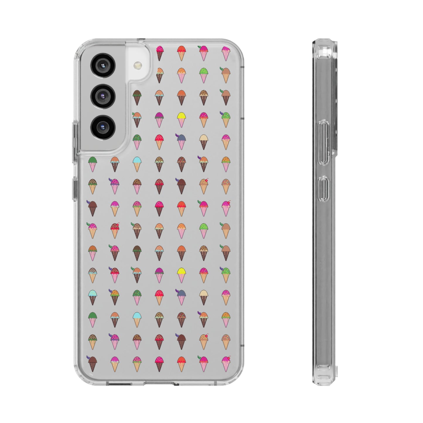 Clear Hard Case for iPhone 1-14 and Samsung S21-S22, Featuring Pixel Cones