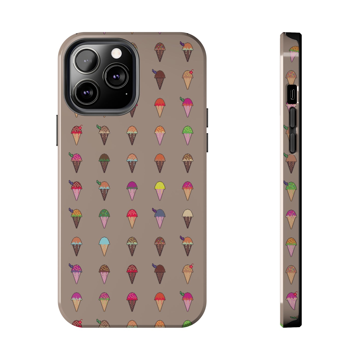 Tough Apple iPhone Case Ft. Pixel Ice Cream Cones