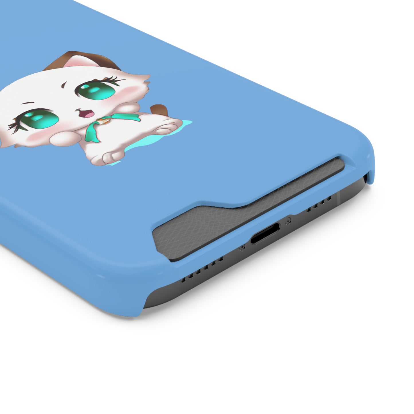 iPhone 13 and Samsung S21, S22 Cases with Card Holder Ft. Cute Kitty