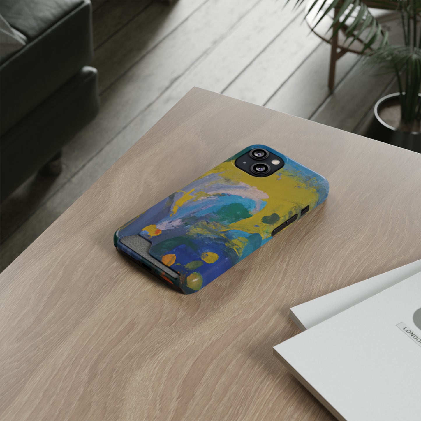 iPhone 13 and Samsung S21, S22 Cases with Card Holder Ft. Abstract Scoop