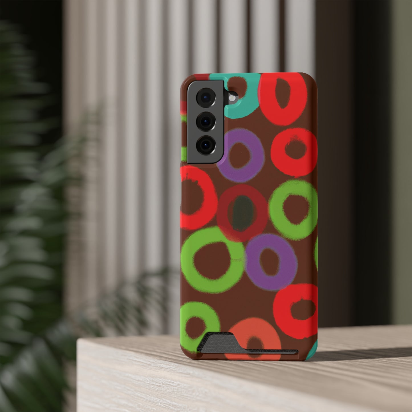 iPhone 13 and Samsung S21, S22 Cases with Card Holder Ft. Fruity Circles