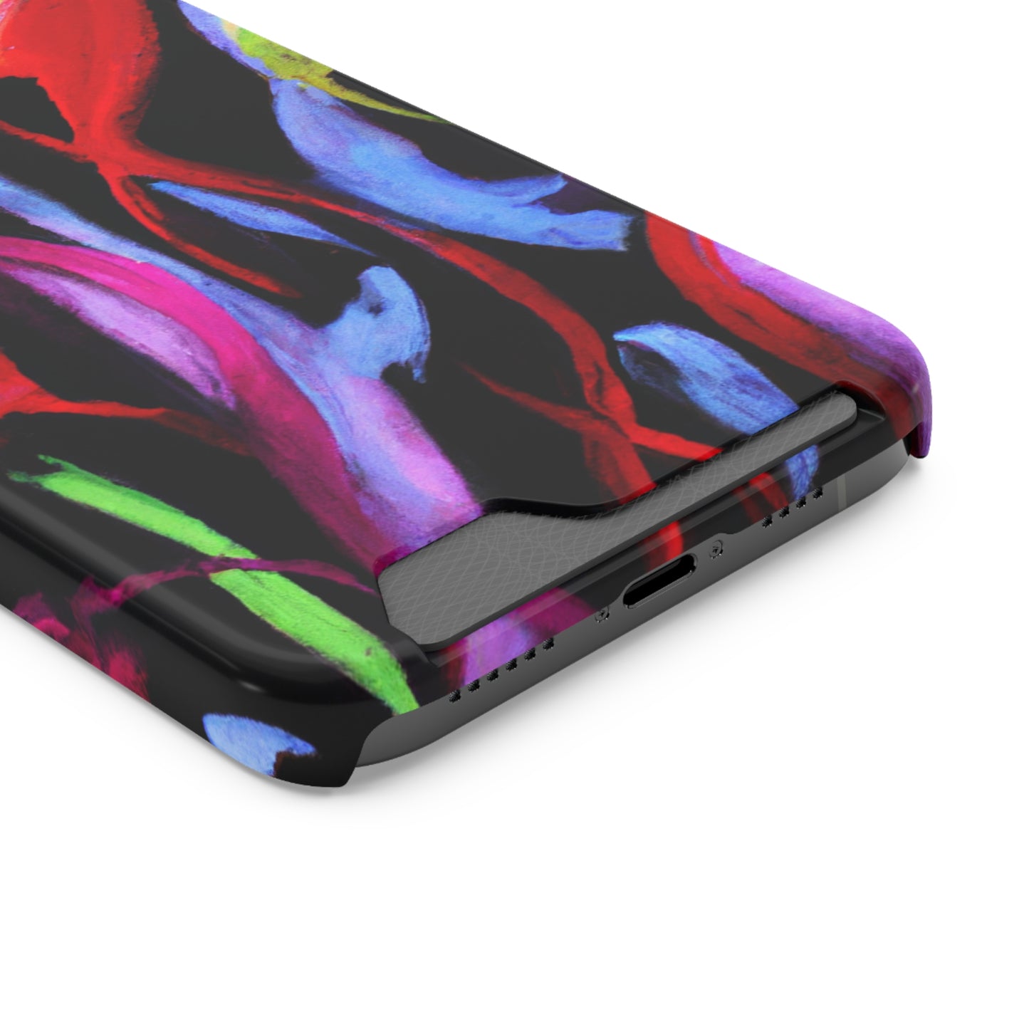 iPhone 13 and Samsung S21, S22 Cases with Card Holder Ft. Abstract Tulips
