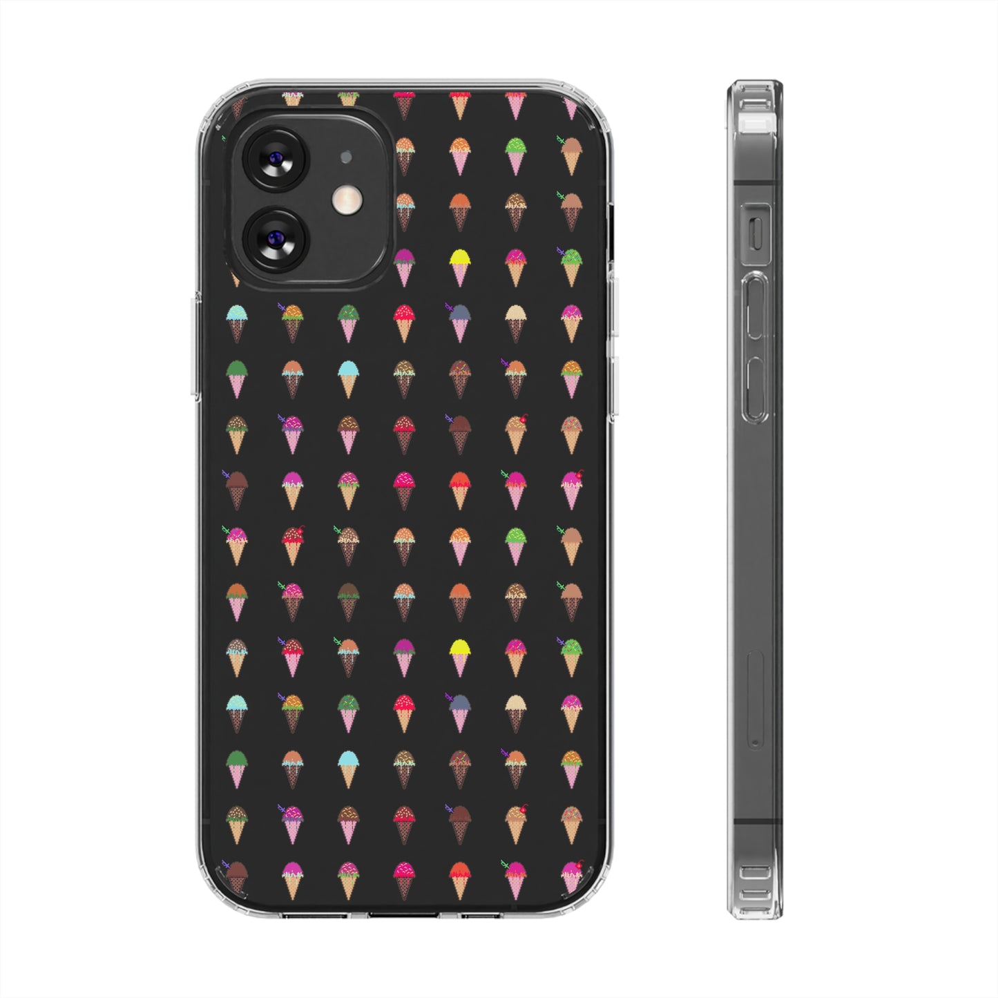 Clear Hard Case for iPhone 1-14 and Samsung S21-S22, Featuring Pixel Cones