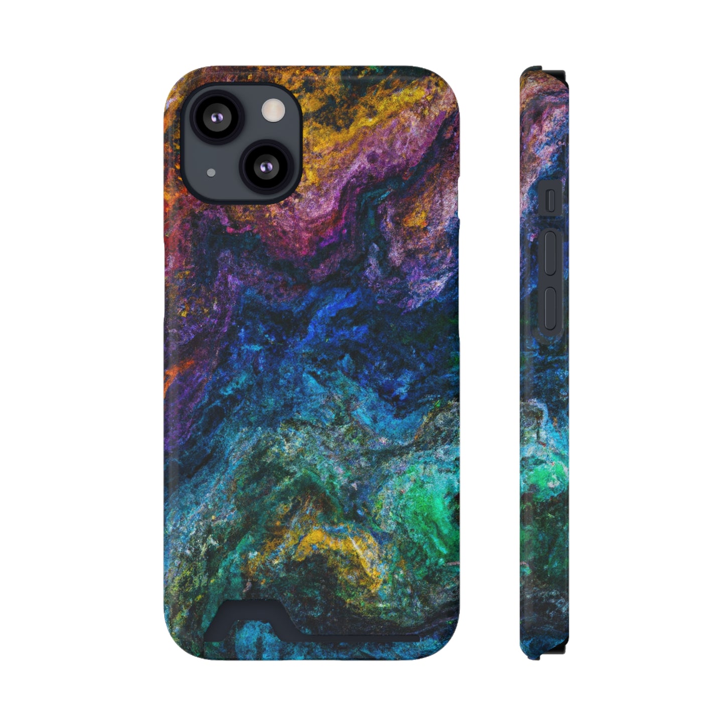 iPhone or Samsung Case with Card Holder Ft. Abstract Opal