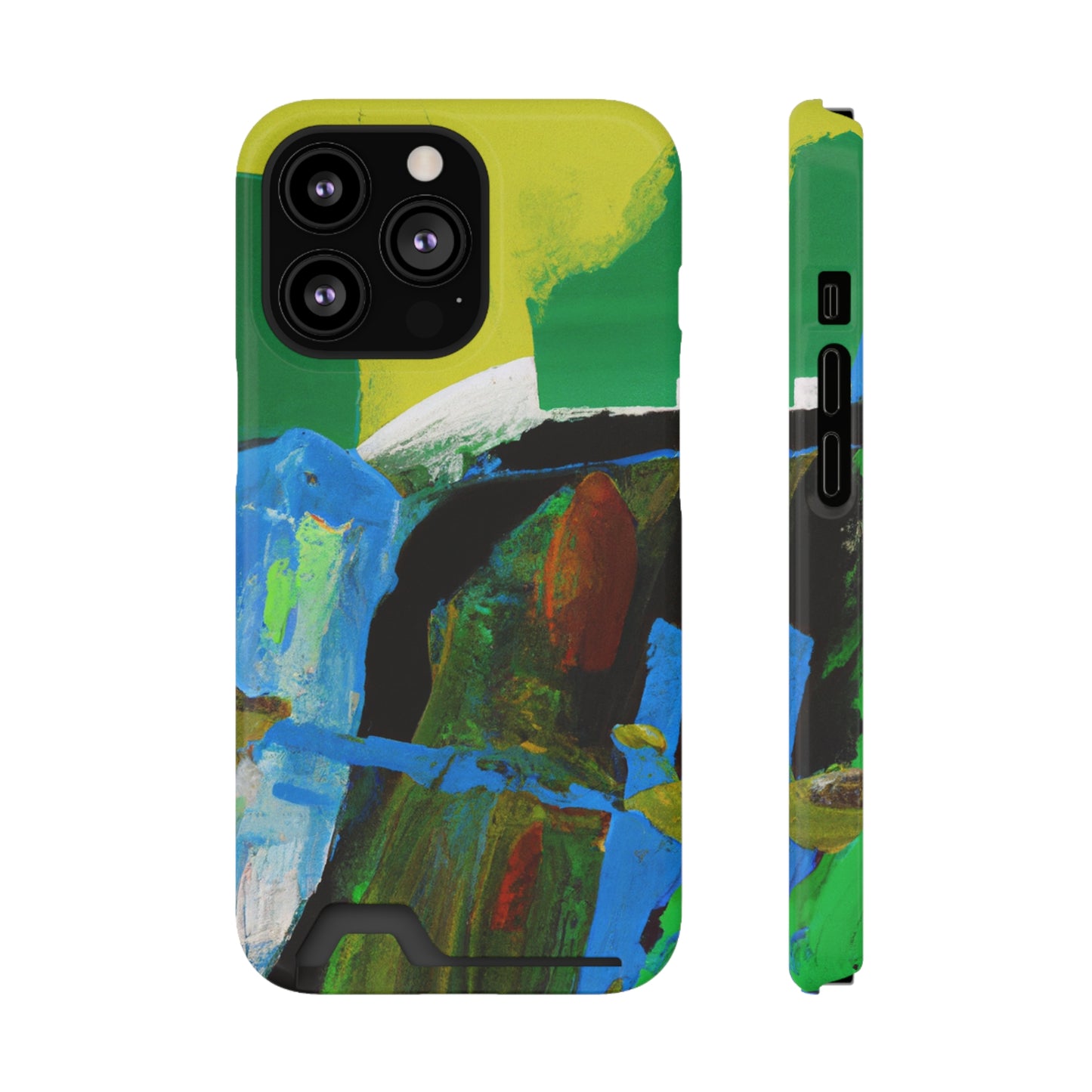 iPhone 13 and Samsung S21, S22 Cases with Card Holder Ft. Abstract River