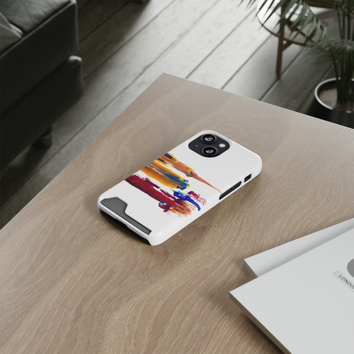 iPhone 13 and Samsung S21, S22 Cases with Card Holder Ft. Simple Strokes