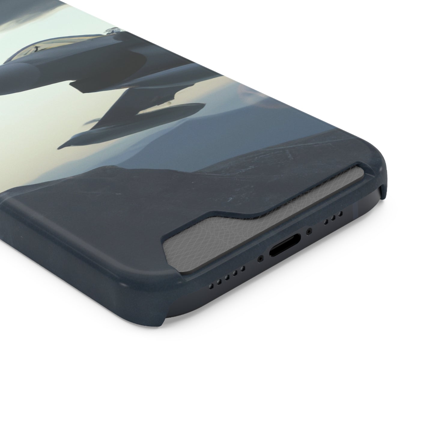 iPhone 13 and Samsung S21, S22 Cases with Card Holder Ft. Fighter Jet