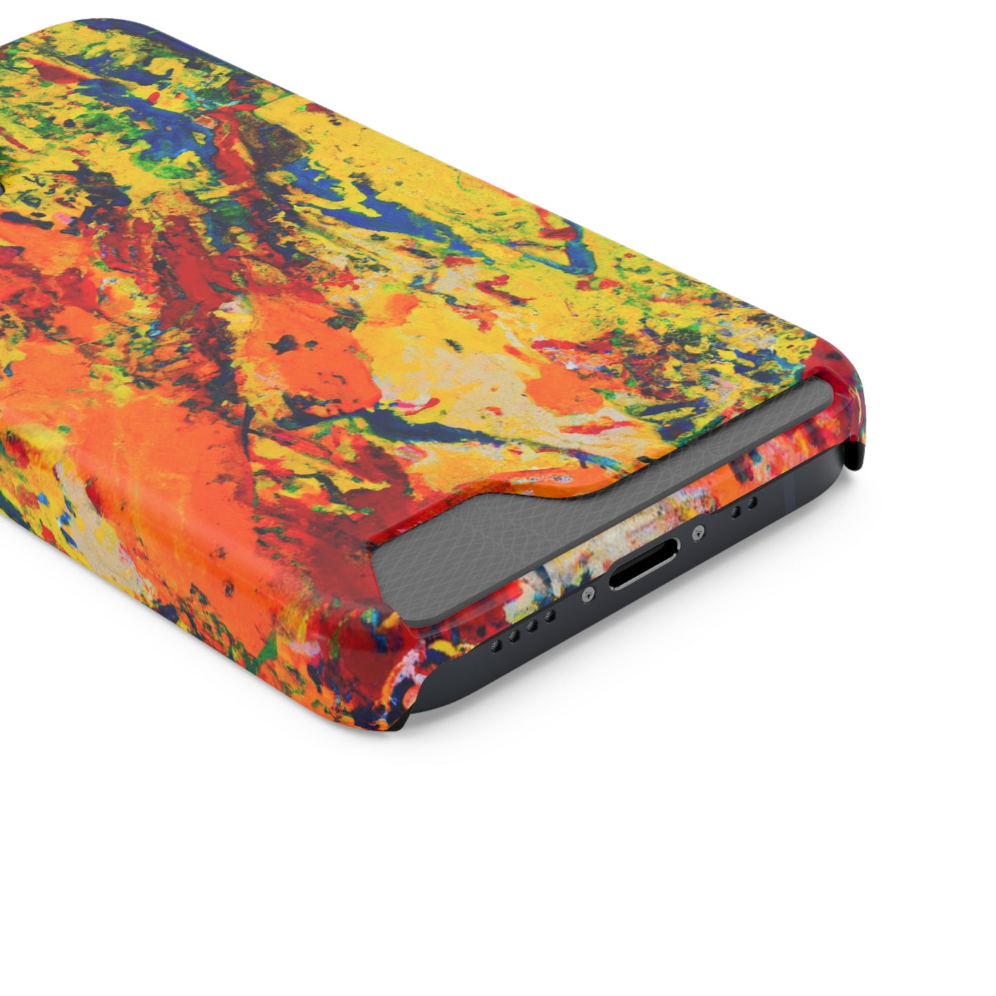 iPhone or Samsung Case with Card Holder Ft. Abstract Yellow Orange
