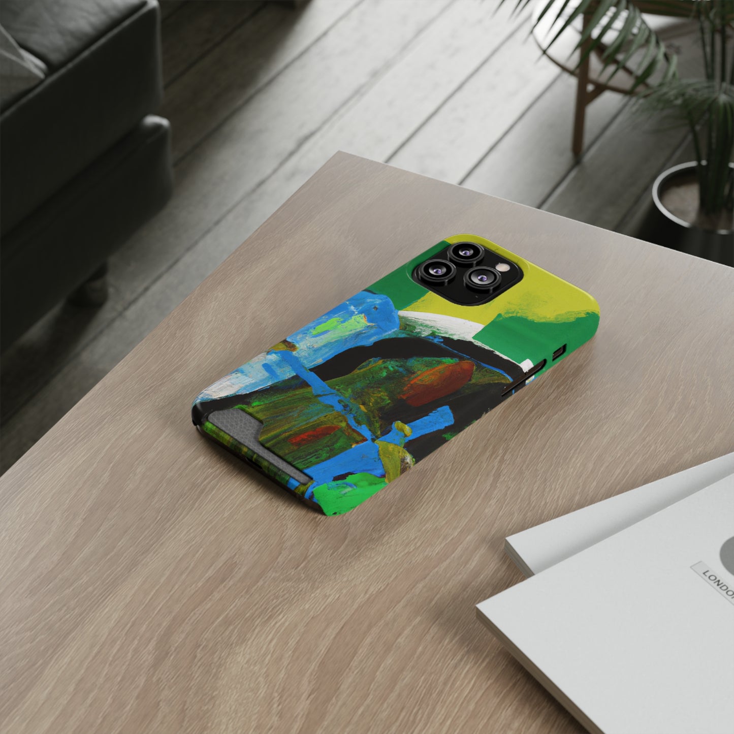 iPhone 13 and Samsung S21, S22 Cases with Card Holder Ft. Abstract River