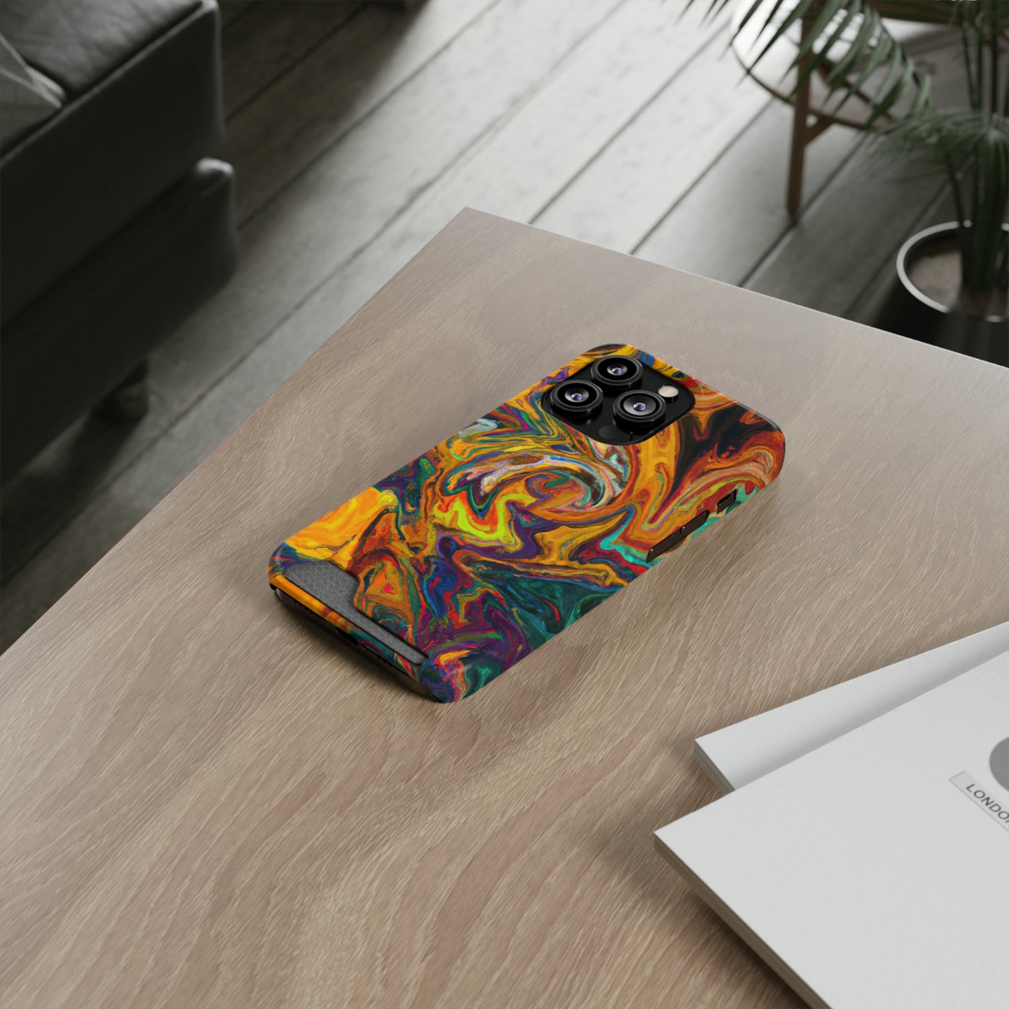 iPhone and Samsung Cases with Card Holder Ft. Abstract Spin