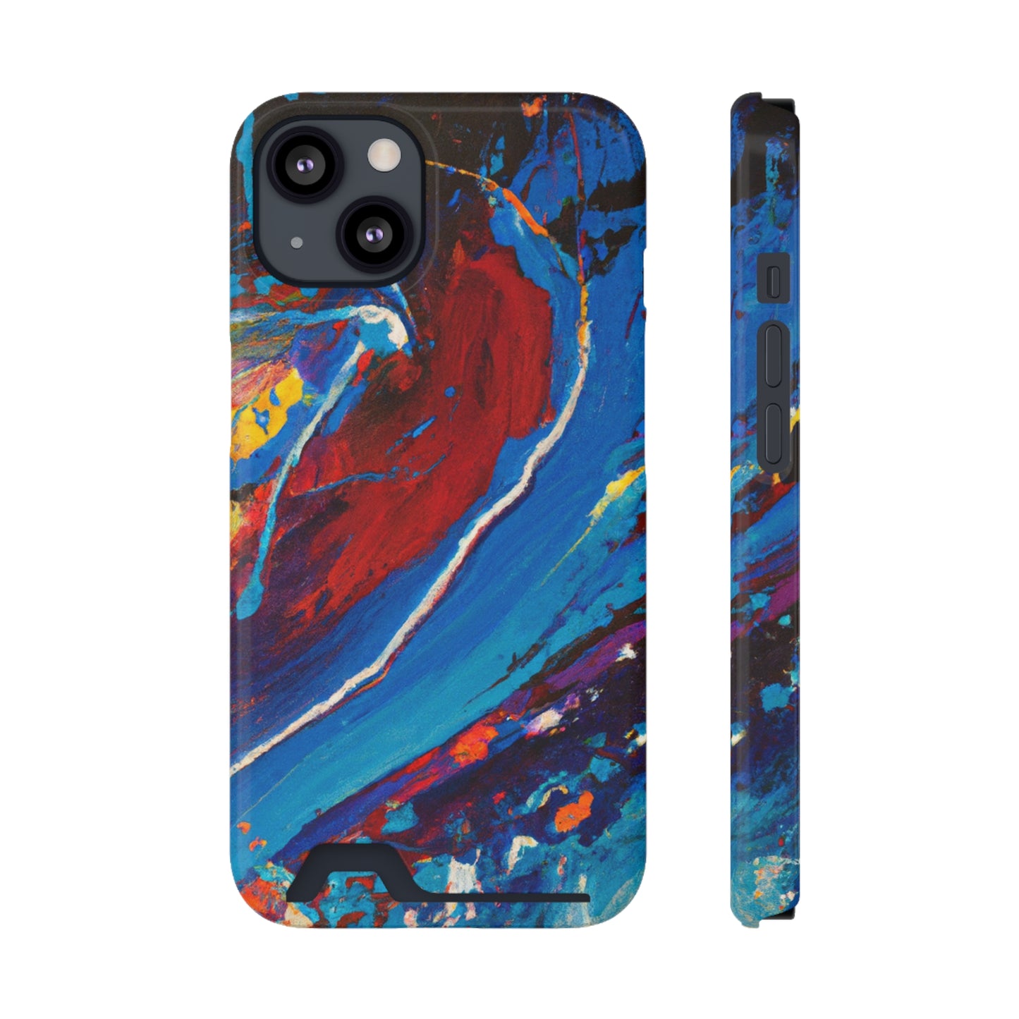 iPhone 13 and Samsung S21, S22 Cases with Card Holder Ft. Abstract Wave
