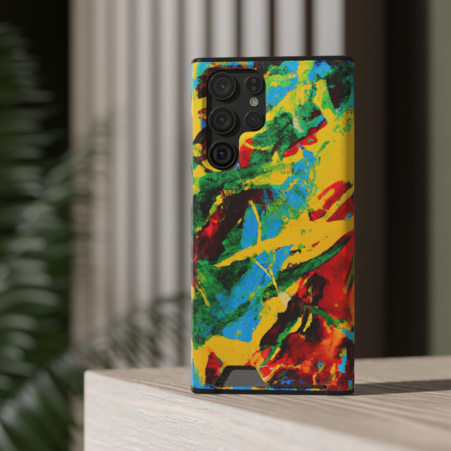 iPhone and Samsung Cases with Card Holder Ft. Abstract Tropical