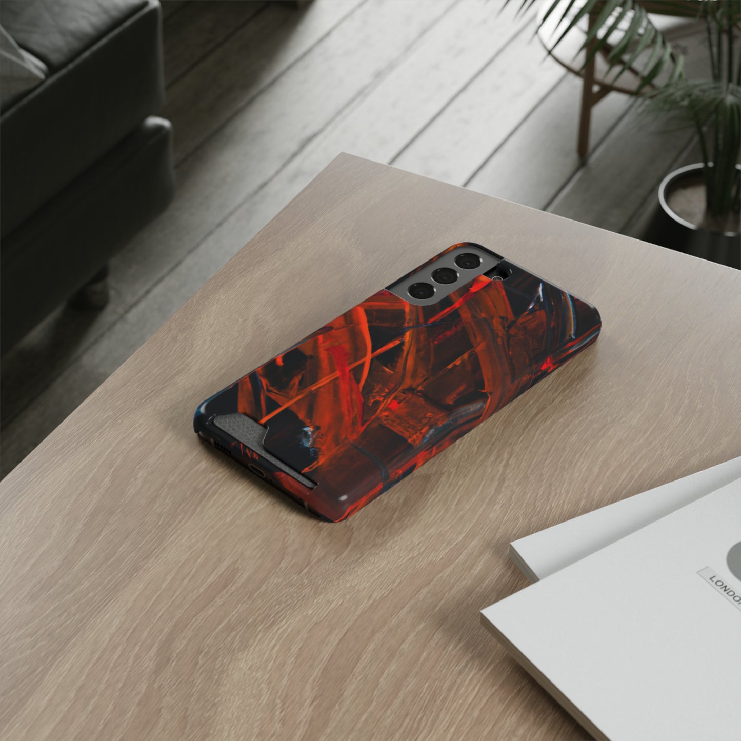 iPhone 13 and Samsung S21, S22 Cases with Card Holder Ft. Red Swipes