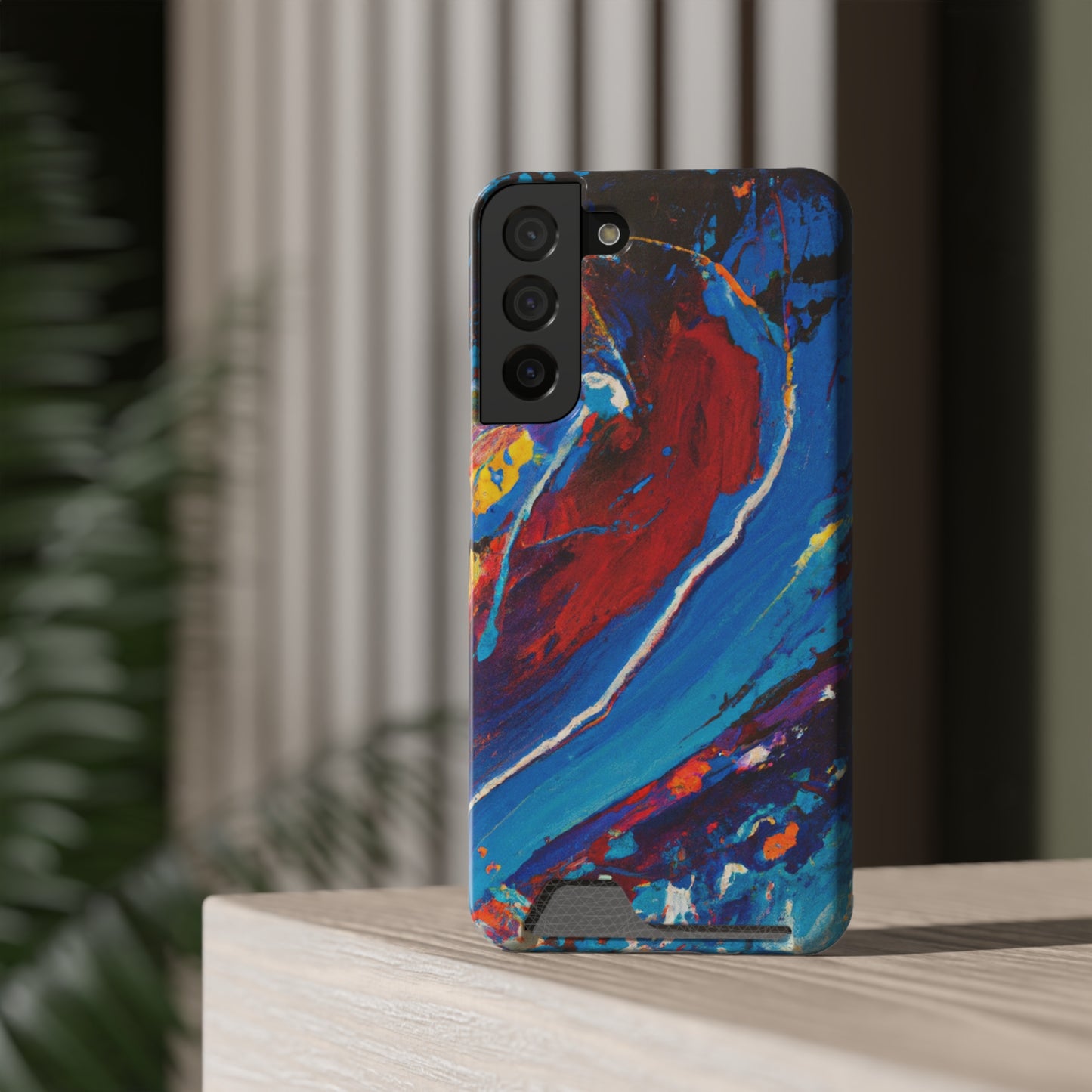 iPhone 13 and Samsung S21, S22 Cases with Card Holder Ft. Abstract Wave