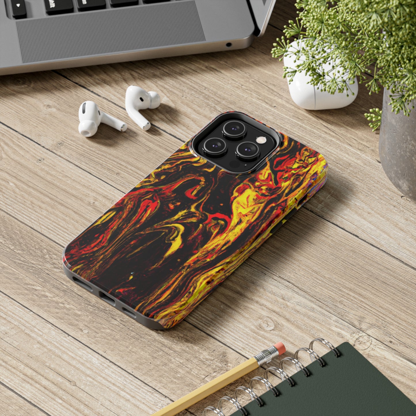 Tough Apple iPhone Case Ft. Abstract Black and Yellow