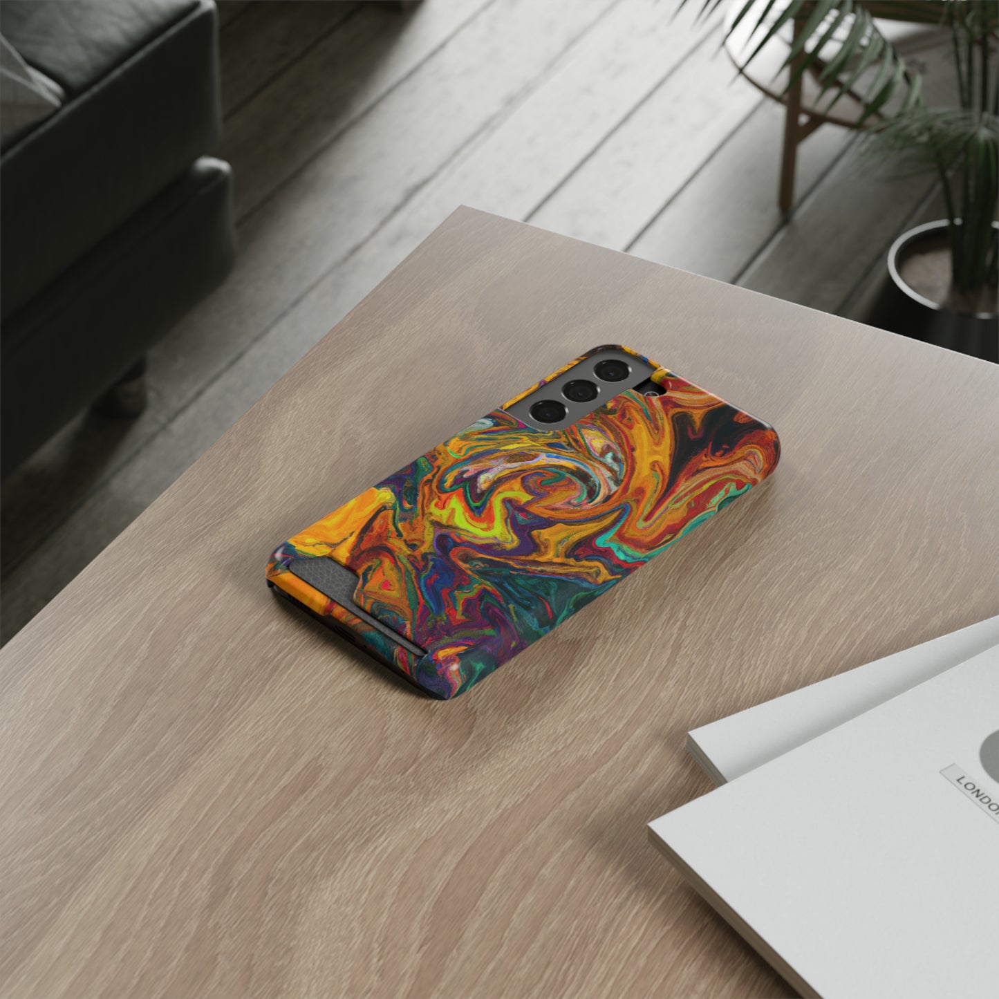 iPhone and Samsung Cases with Card Holder Ft. Abstract Spin