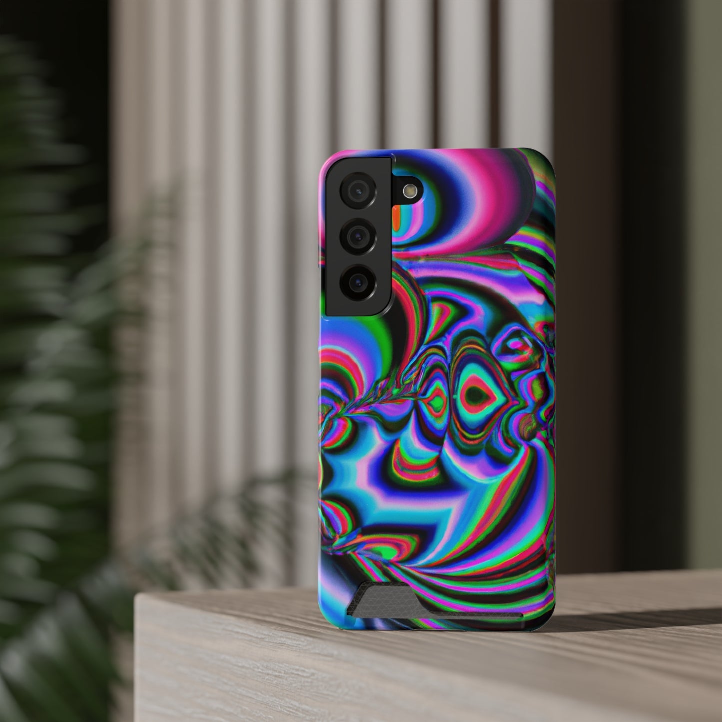 iPhone 13 and Samsung S21, S22 Cases with Card Holder Ft. Abstract Time
