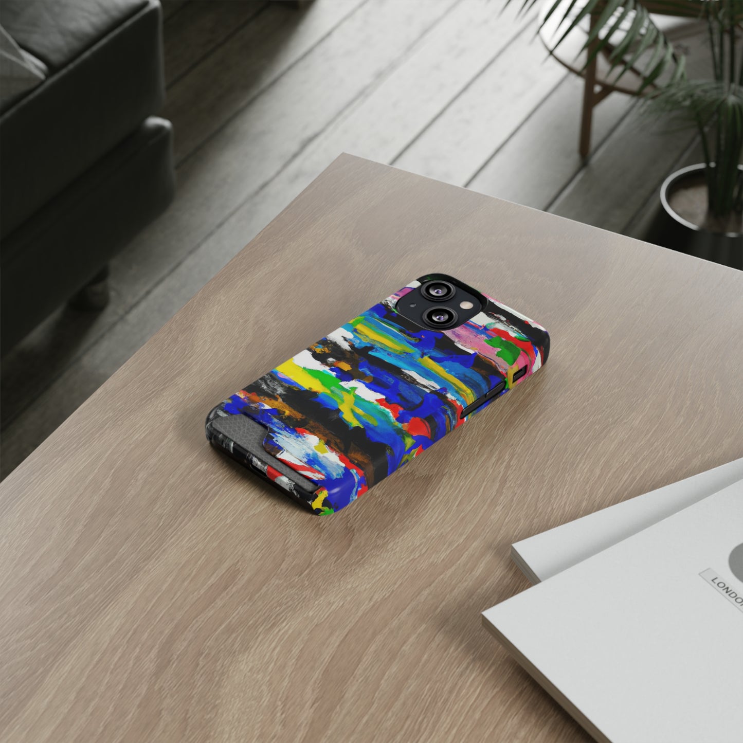 iPhone 13 and Samsung S21, S22 Cases with Card Holder Ft. Abstract Stripes