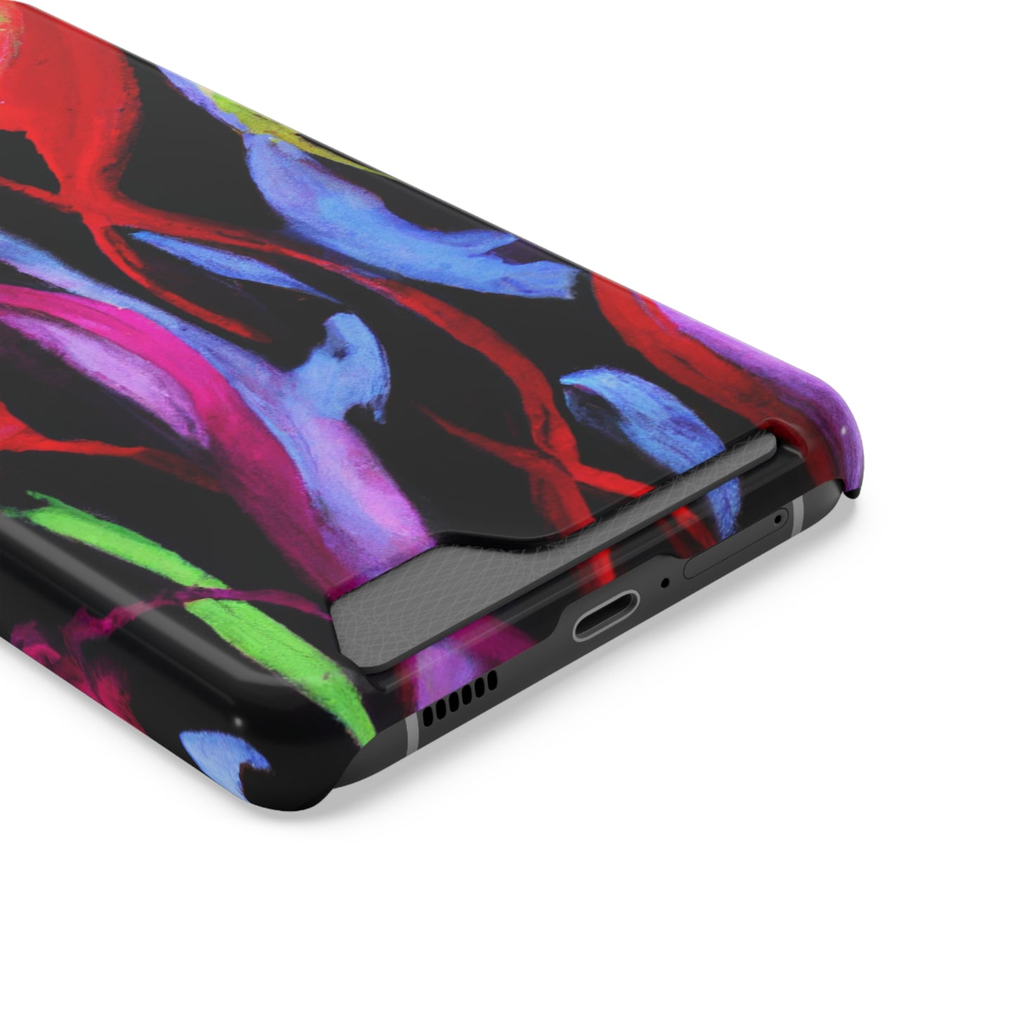 iPhone 13 and Samsung S21, S22 Cases with Card Holder Ft. Abstract Tulips