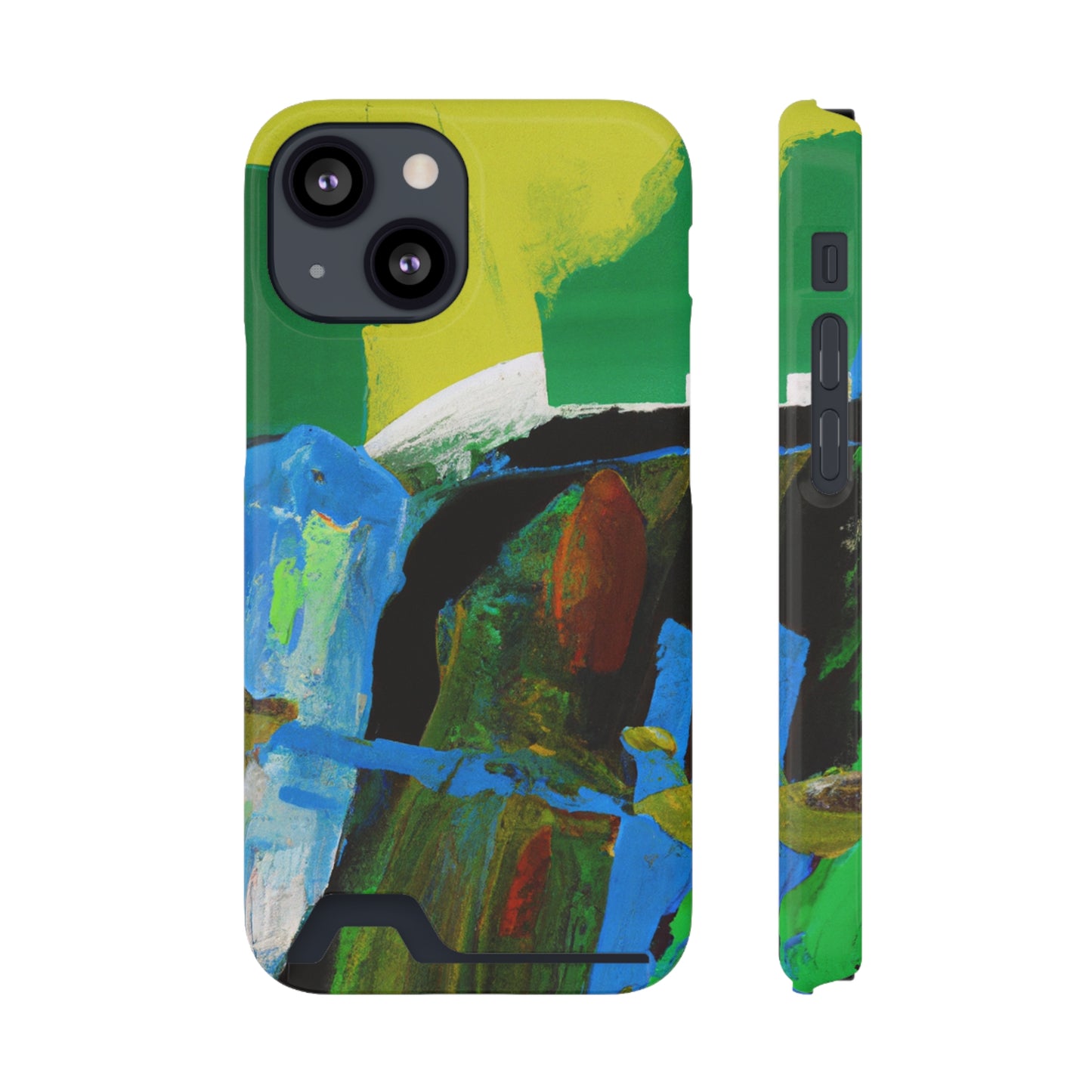 iPhone 13 and Samsung S21, S22 Cases with Card Holder Ft. Abstract River