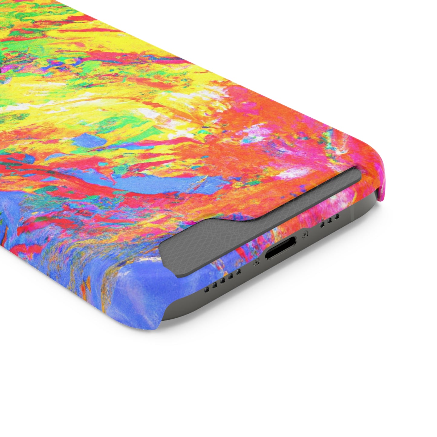 Abstract Sherbet: Phone case with card holder for iPhone 13 models and Samsung S21-S22 models