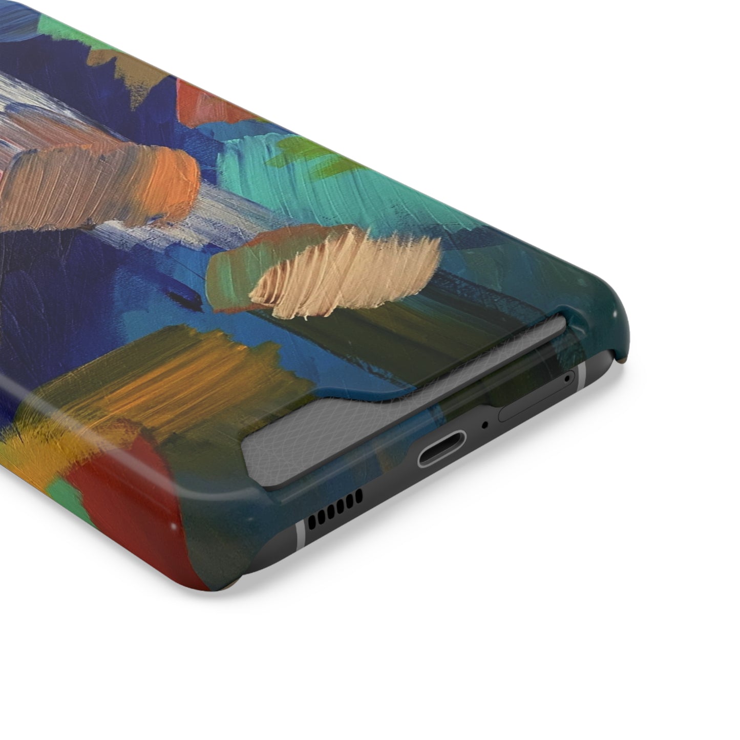 iPhone 13 and Samsung S21, S22 Cases with Card Holder Ft. Abstract Blue