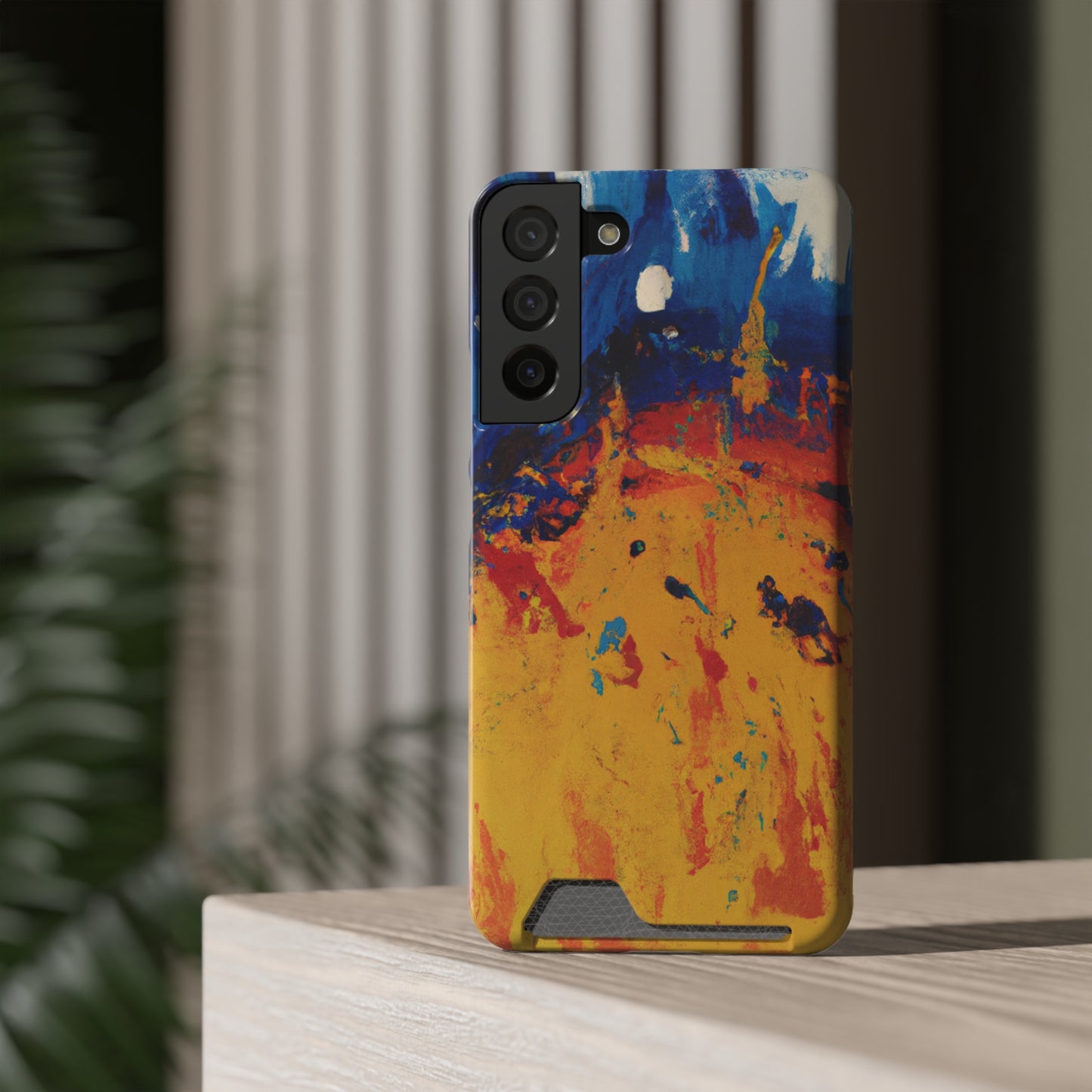 iPhone 13 and Samsung S21, S22 Cases with Card Holder Ft. Abstract Sun