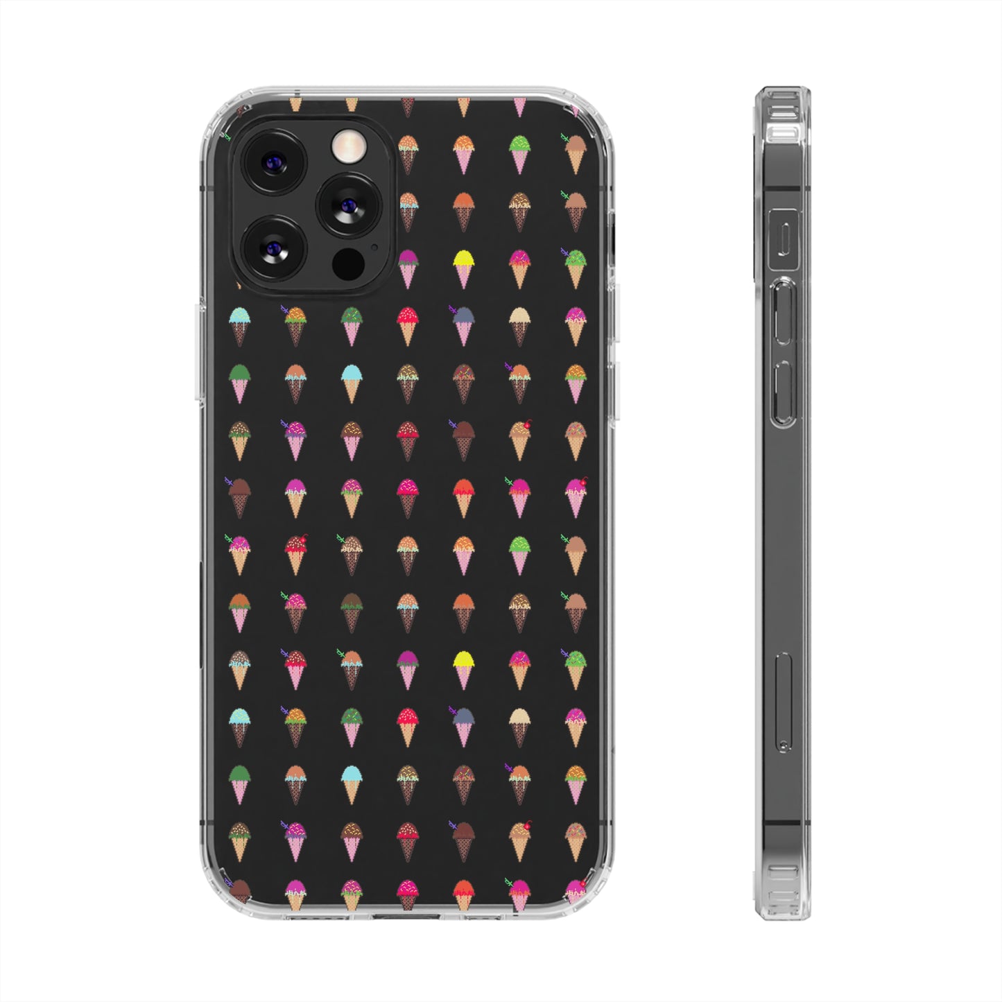 Clear Hard Case for iPhone 1-14 and Samsung S21-S22, Featuring Pixel Cones