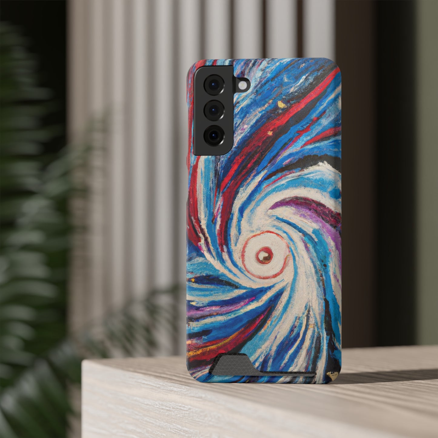 iPhone 13 and Samsung S21, S22 Cases with Card Holder Ft. Abstract Vortex