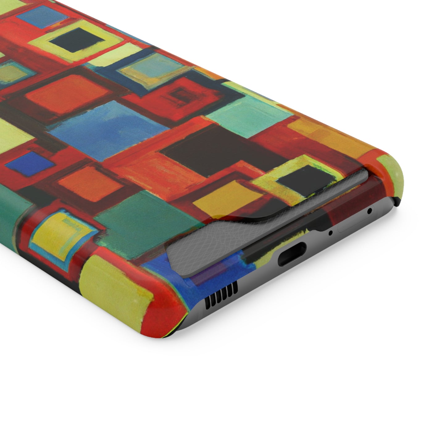 iPhone 13 and Samsung S21, S22 Cases with Card Holder Ft. Abstract Squares