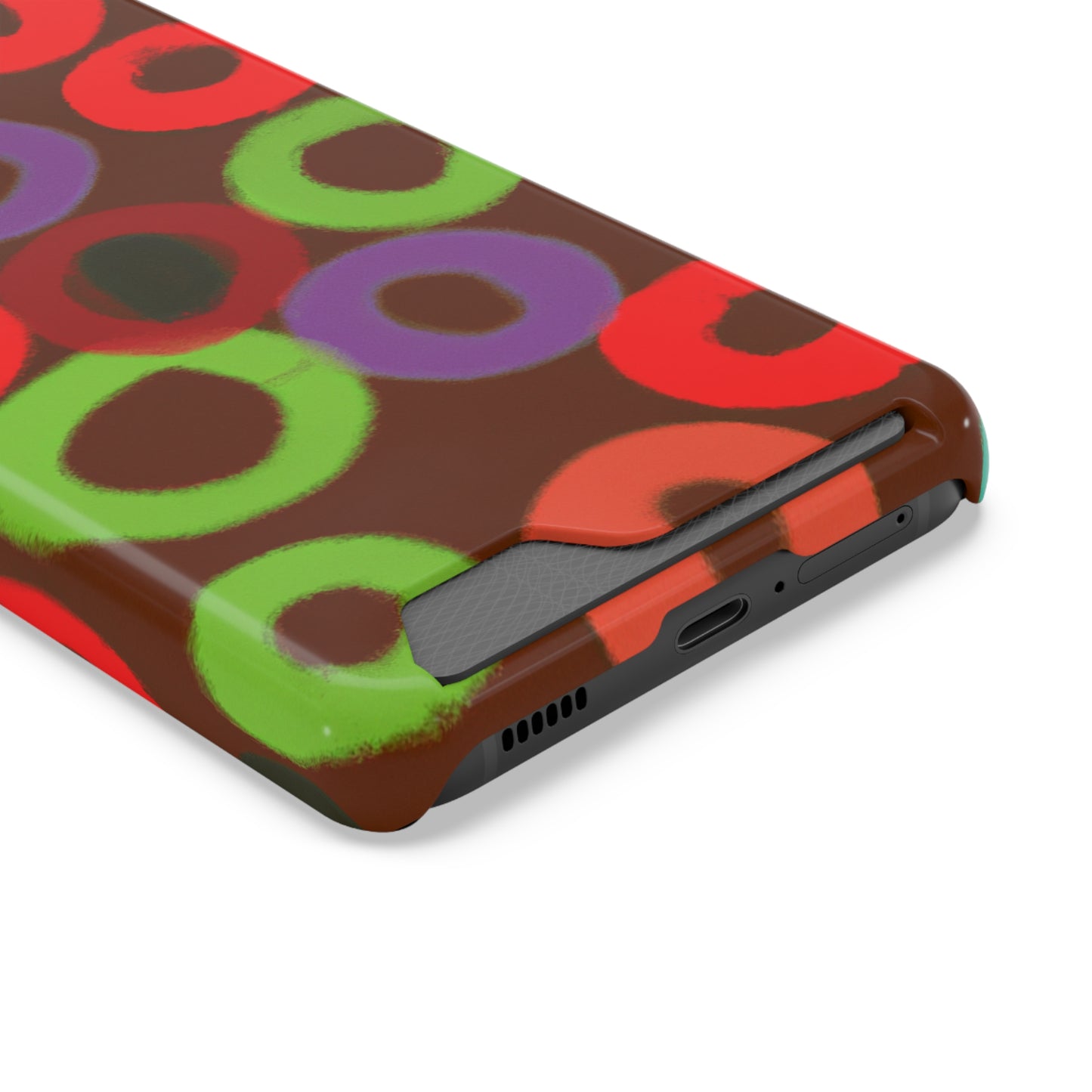 iPhone 13 and Samsung S21, S22 Cases with Card Holder Ft. Fruity Circles