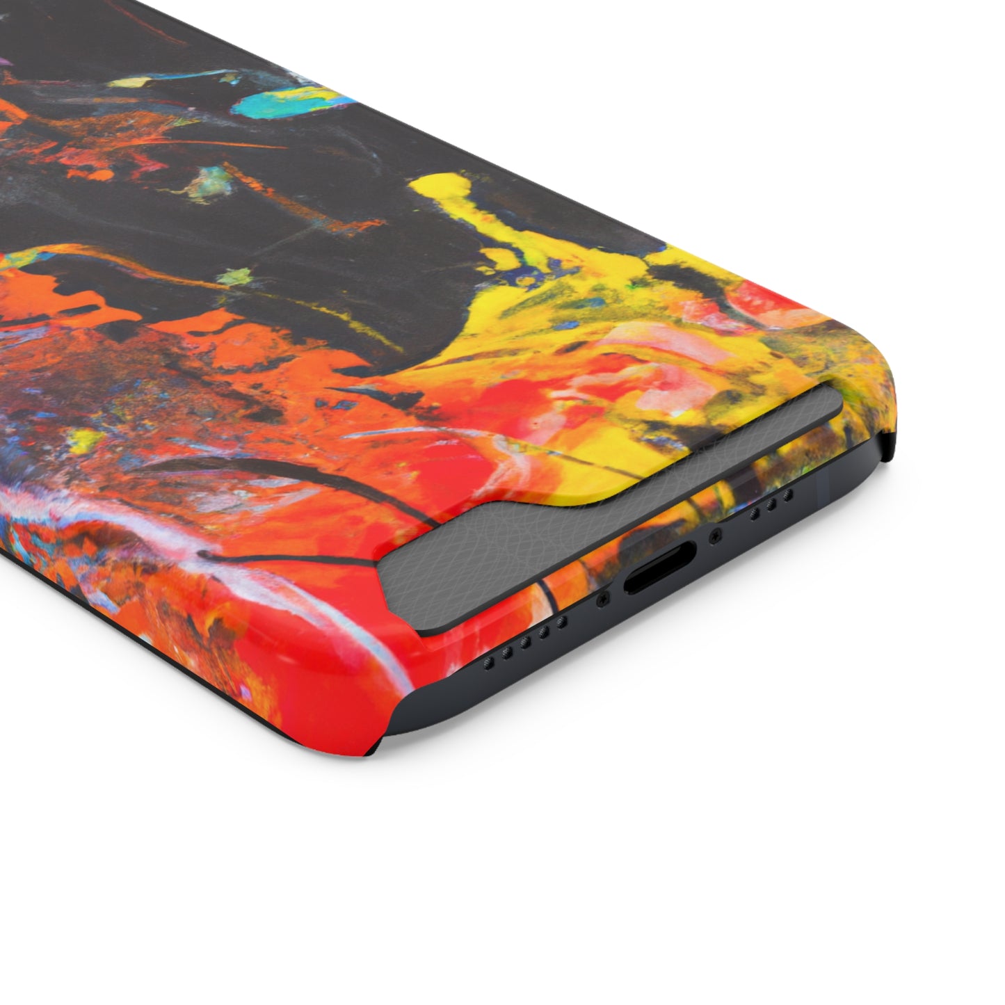 iPhone 13 and Samsung S21, S22 Cases with Card Holder Ft. Abstract Orange