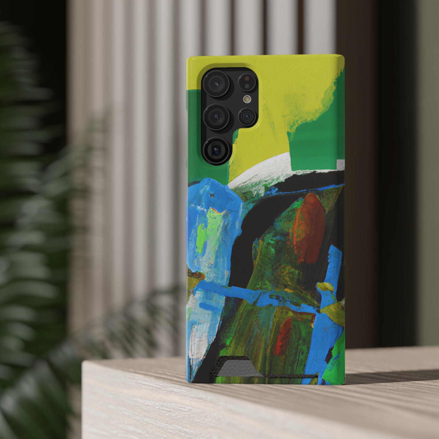 iPhone 13 and Samsung S21, S22 Cases with Card Holder Ft. Abstract River