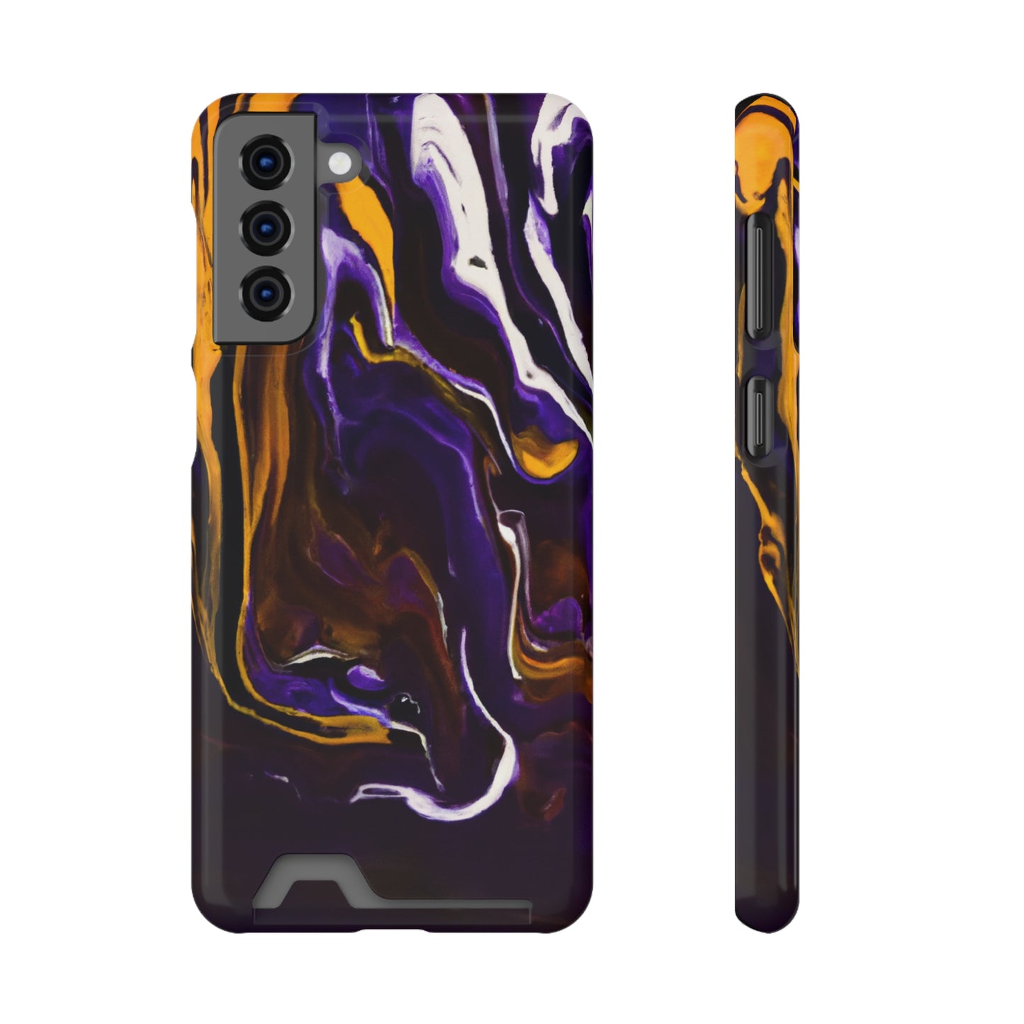 iPhone 13 and Samsung S21, S22 Cases with Card Holder Ft. Purple Tiger Stripes