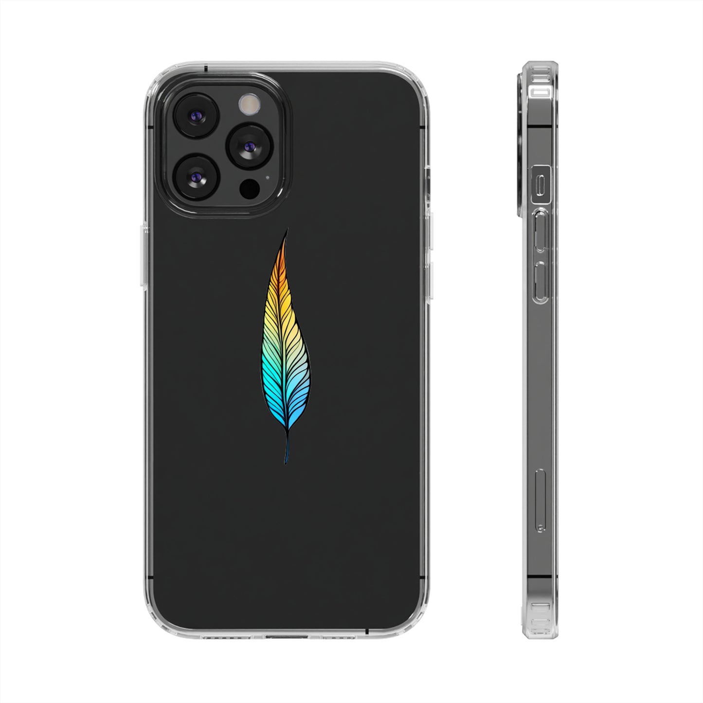 Clear Hard Plastic Phone Case for iPhone 1-14 and Samsung S21-S22 Ft. Single Feather