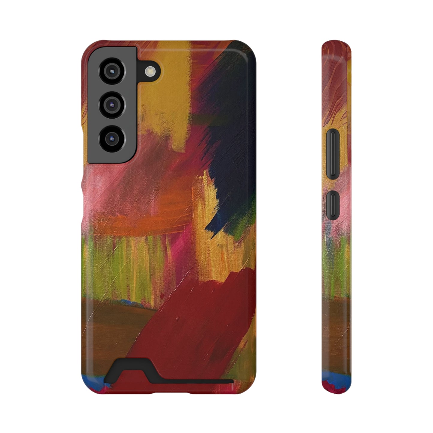 iPhone 13 and Samsung S21, S22 Cases with Card Holder Ft. Abstract Red