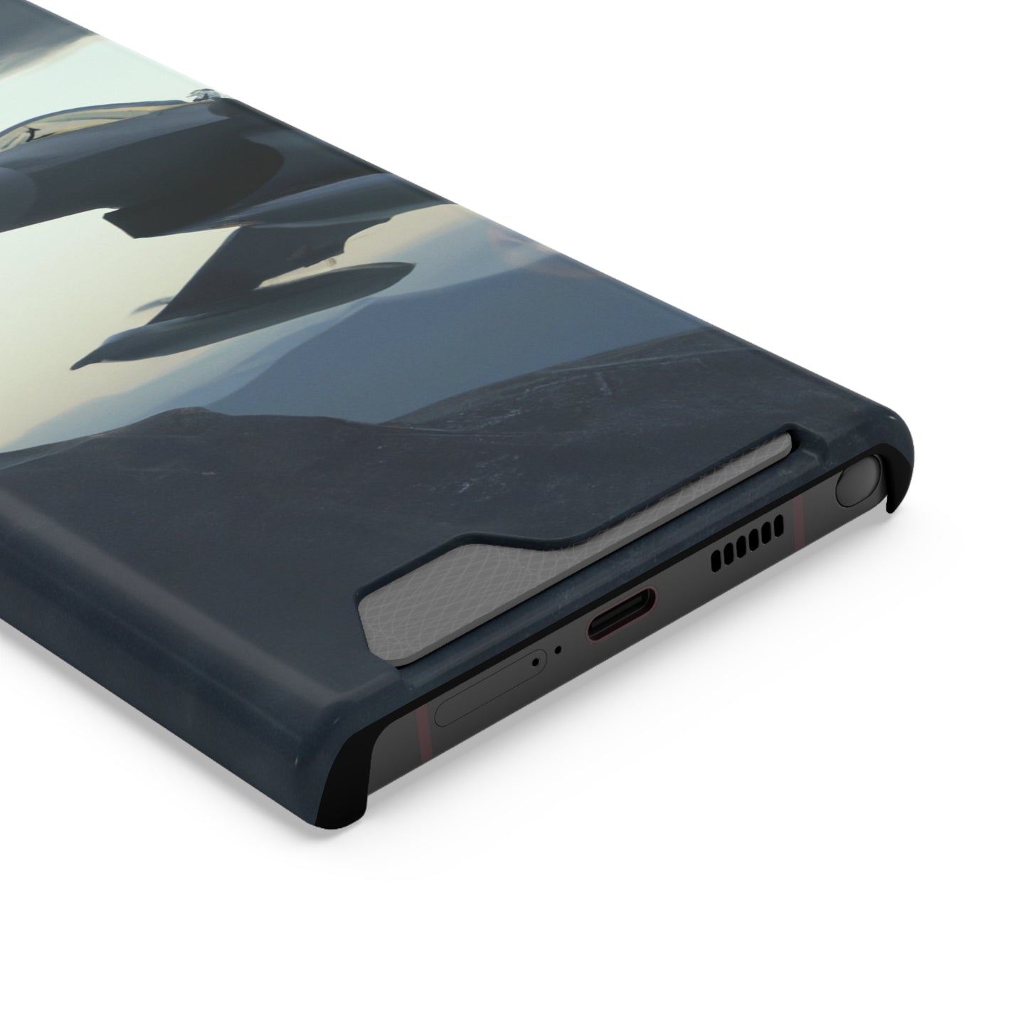 iPhone 13 and Samsung S21, S22 Cases with Card Holder Ft. Fighter Jet