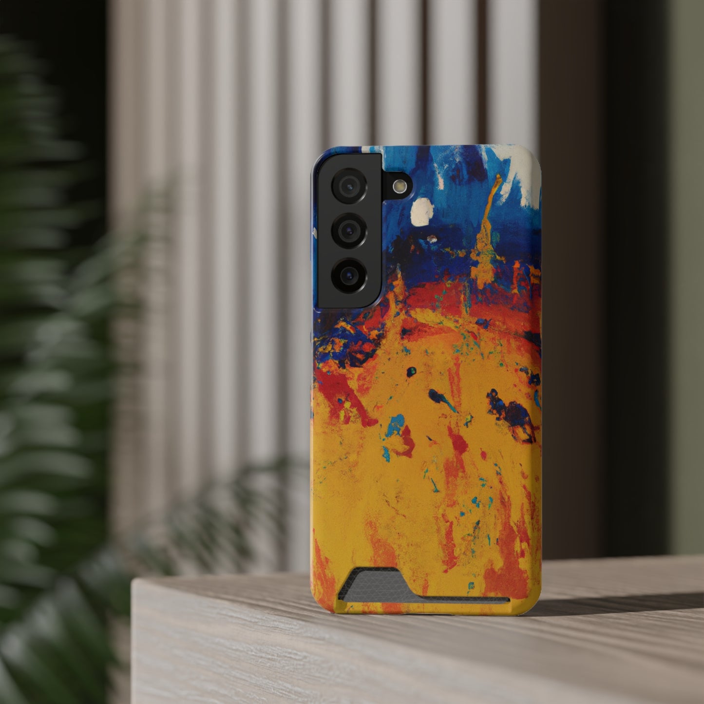 iPhone 13 and Samsung S21, S22 Cases with Card Holder Ft. Abstract Sun