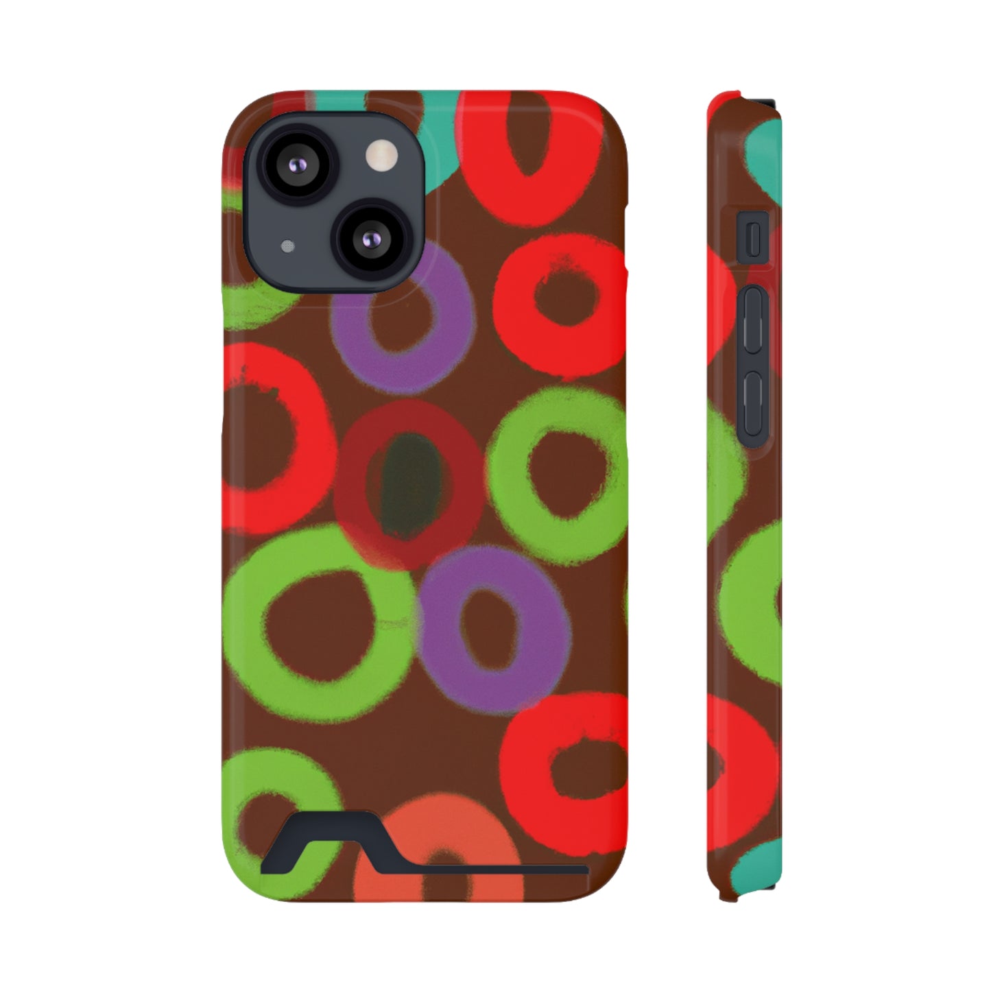 iPhone 13 and Samsung S21, S22 Cases with Card Holder Ft. Fruity Circles