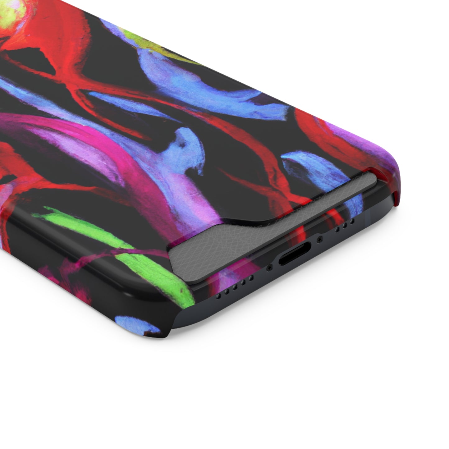 iPhone 13 and Samsung S21, S22 Cases with Card Holder Ft. Abstract Tulips