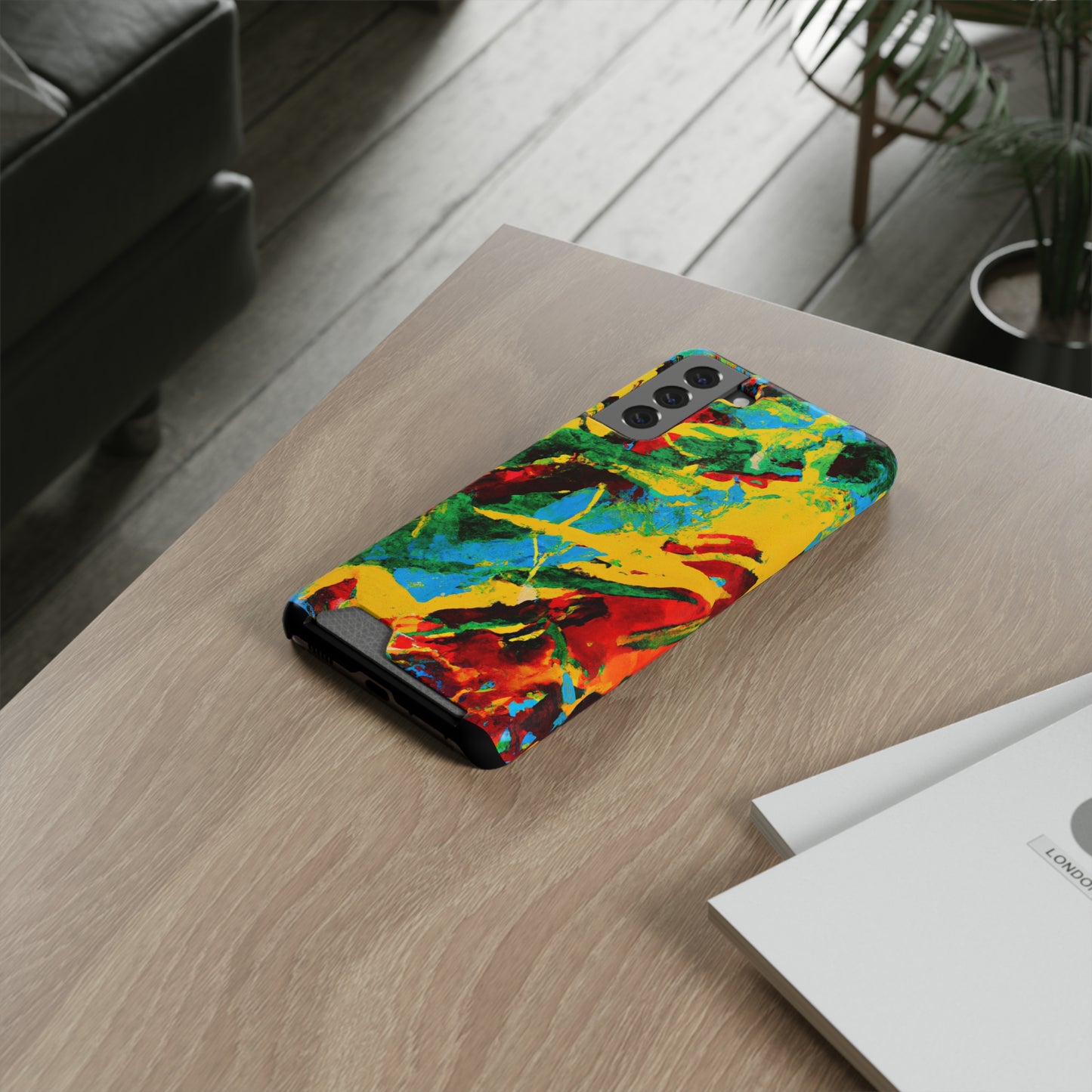 iPhone and Samsung Cases with Card Holder Ft. Abstract Tropical