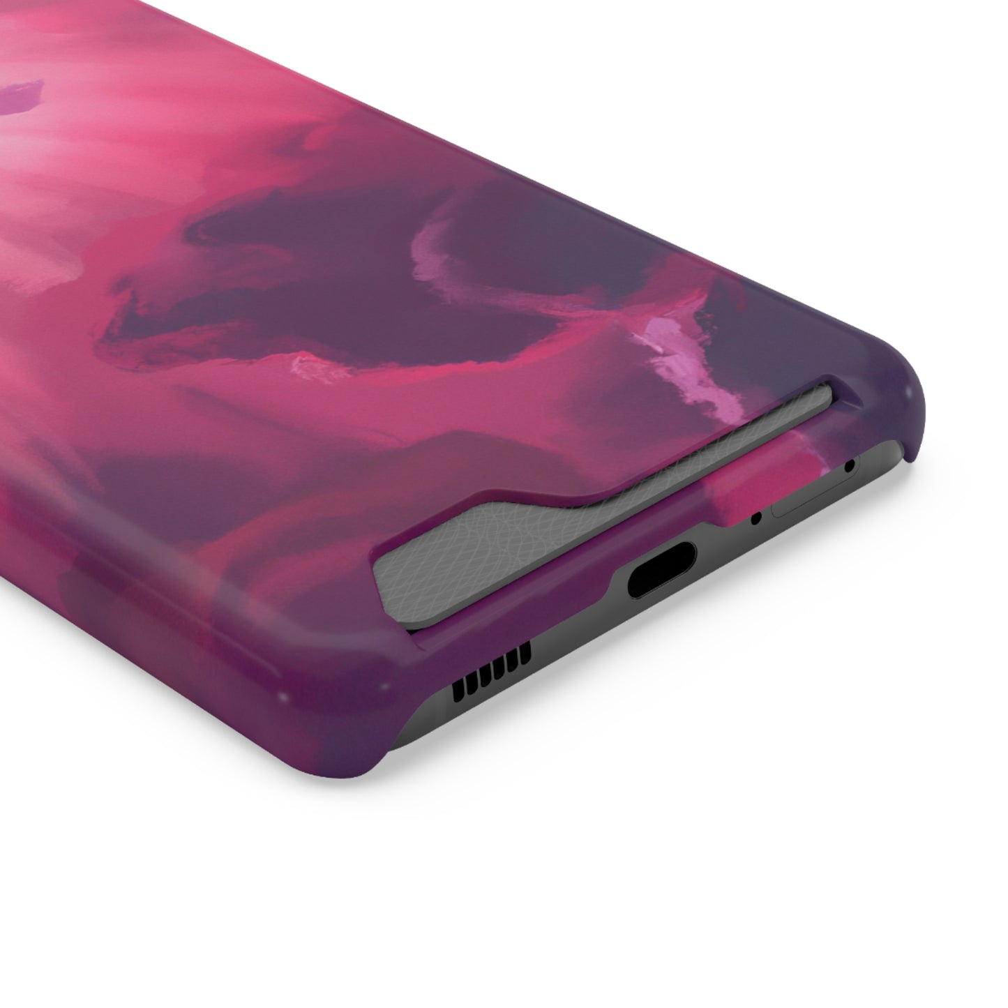 iPhone 13 and Samsung S21, S22 Cases with Card Holder Ft. Abstract Pink Sky