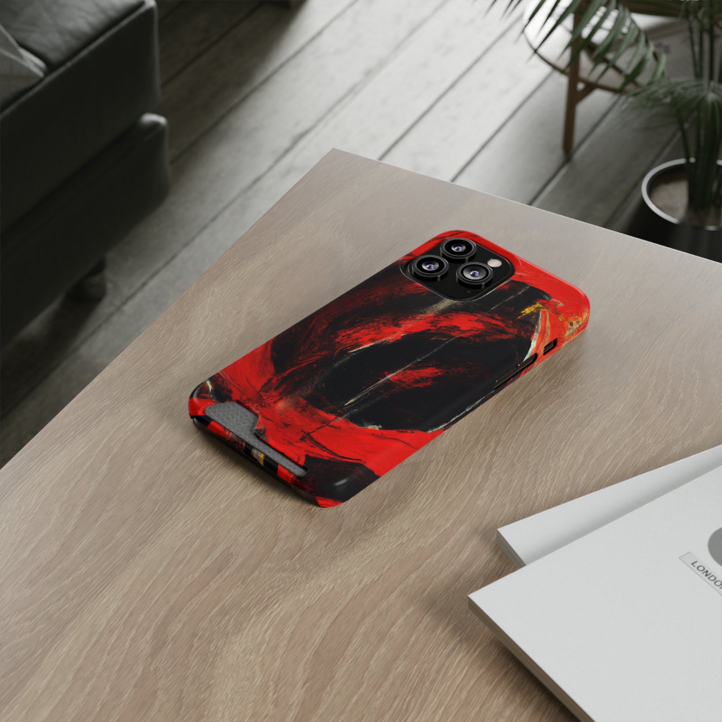 iPhone 13 and Samsung S21, S22 Cases with Card Holder Ft. Abstract Zero