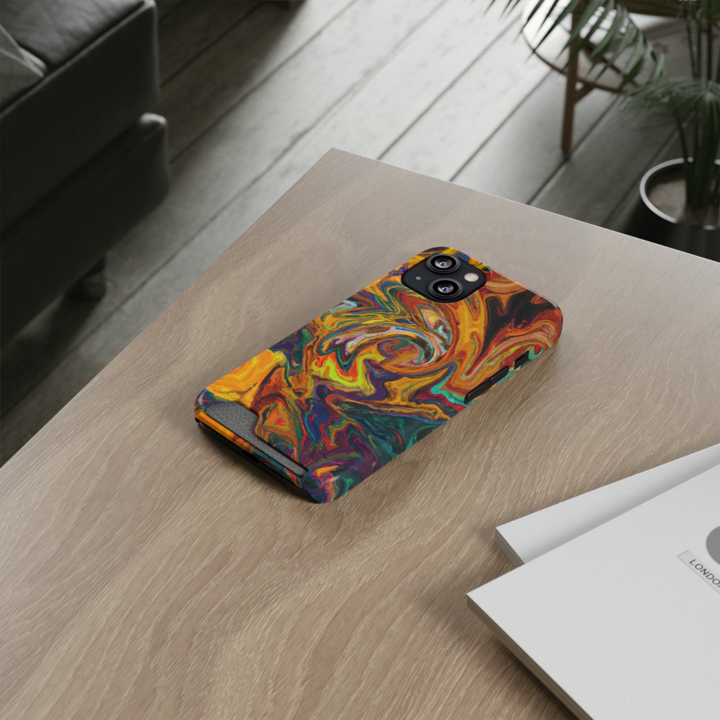 iPhone and Samsung Cases with Card Holder Ft. Abstract Spin