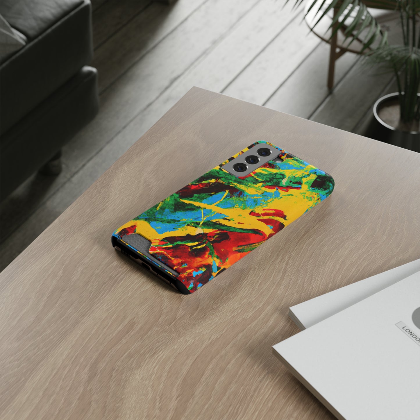 iPhone and Samsung Cases with Card Holder Ft. Abstract Tropical
