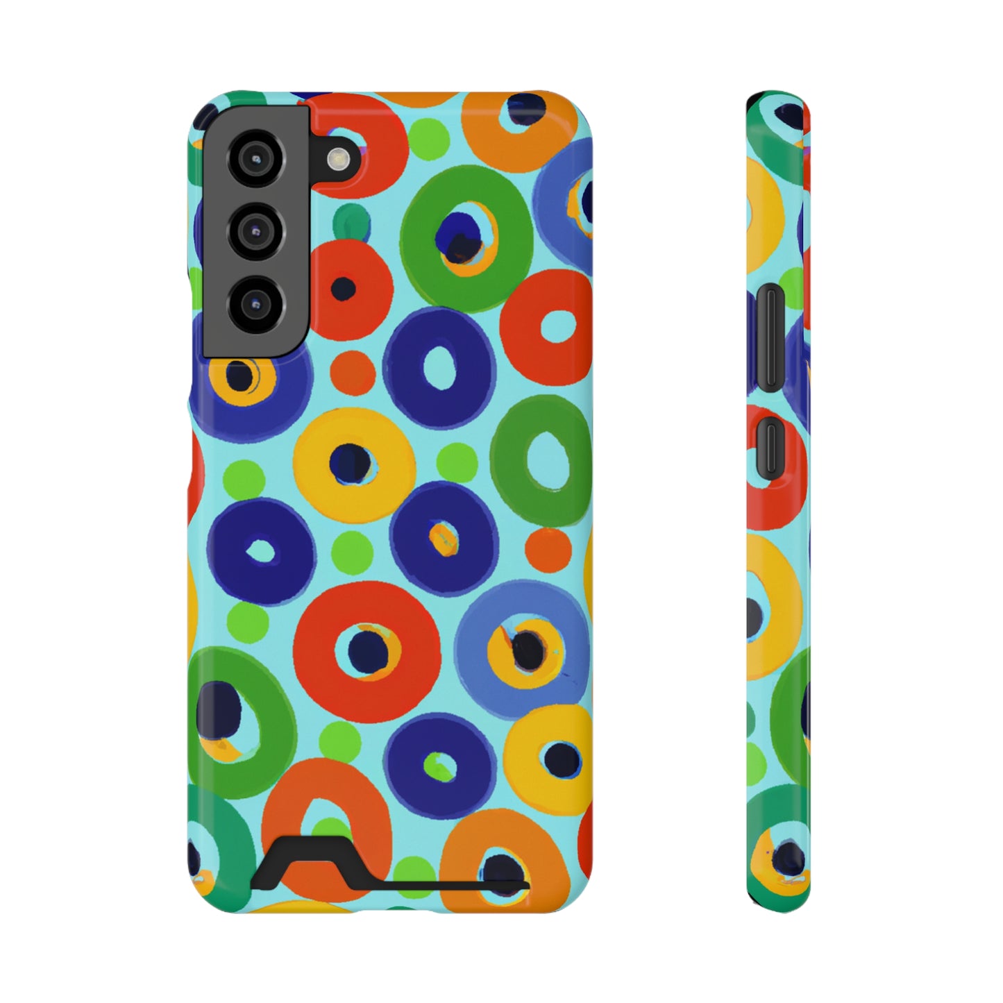 iPhone 13 and Samsung S21, S22 Cases with Card Holder Ft. Vivid Circles