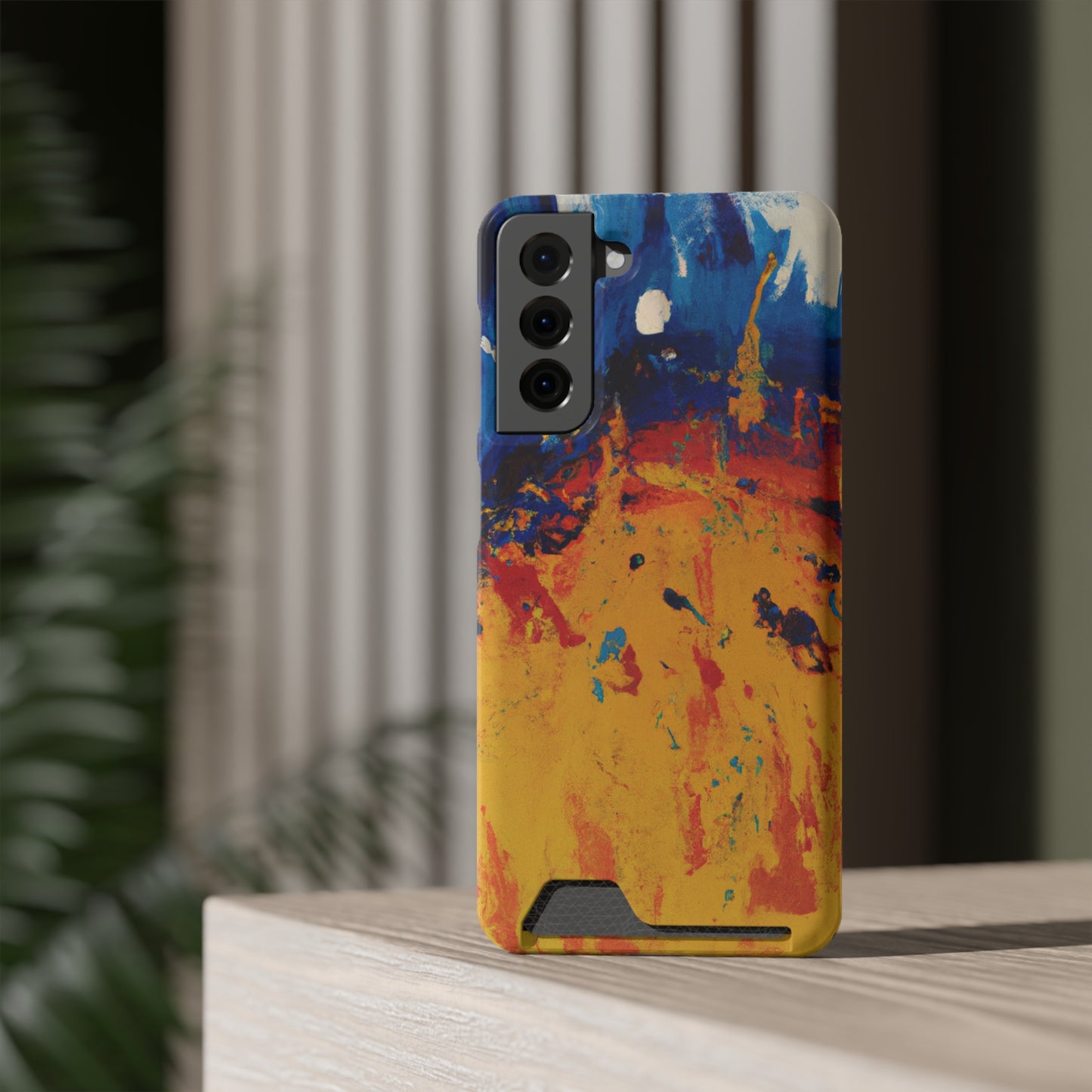 iPhone 13 and Samsung S21, S22 Cases with Card Holder Ft. Abstract Sun